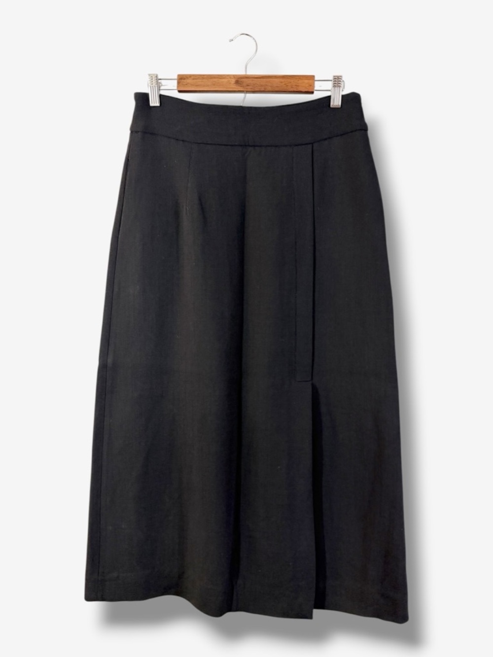 G. Label by GOOP Black A-Line Wool Skirt Size 6 Side Slit Minimalist Quiet Luxe